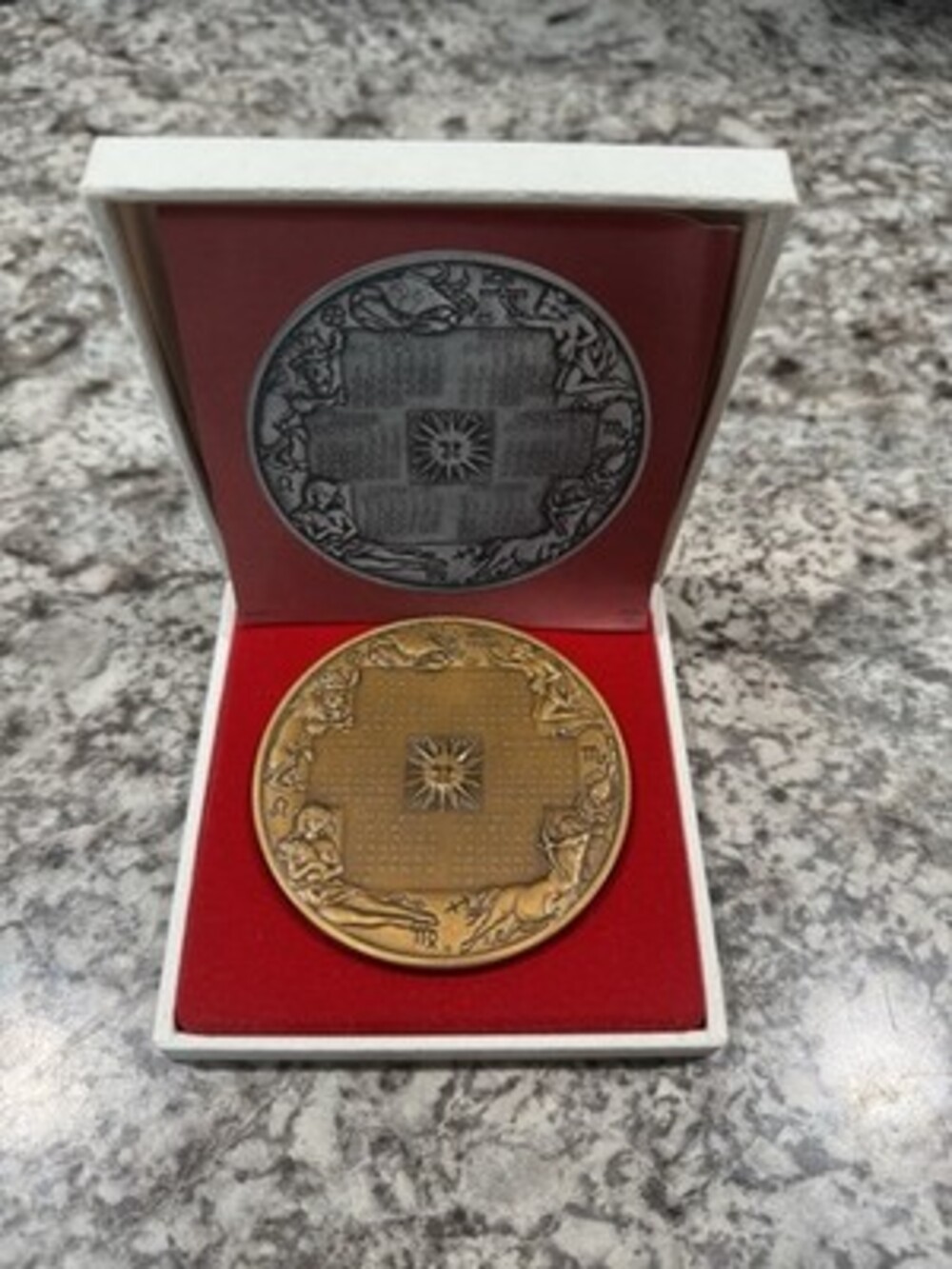 1974 Franklin Mint Calendar / Zodiac 3" Bronze Art Medallion by Ernest Lauser